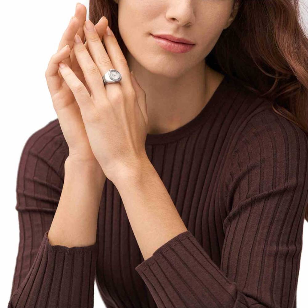 Anillo de dos manecillas para reloj de mujer Fossil de 15 mm - Plateado