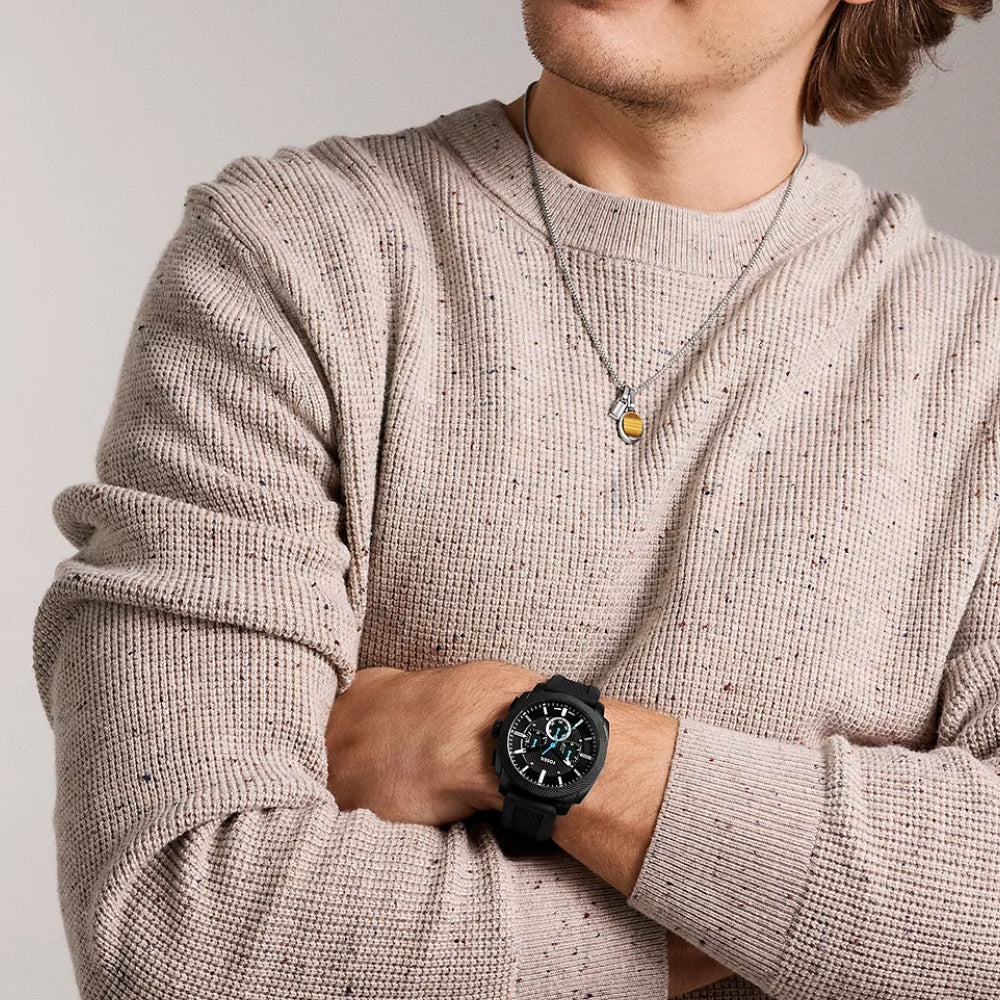 Fossil Men's 44mm Machine Chronograph Strap Watch - Black