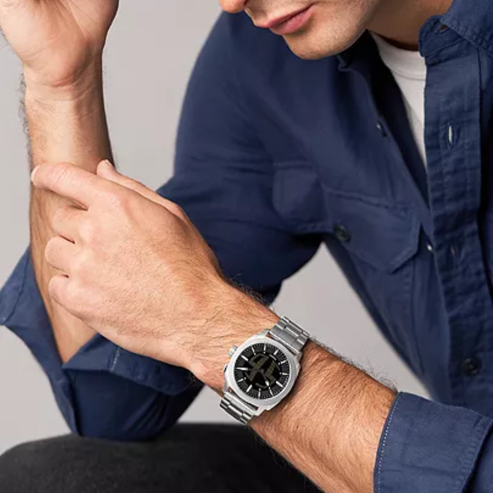 Fossil Machine Big Tic Men's 41mm Bracelet Watch - Black Dial
