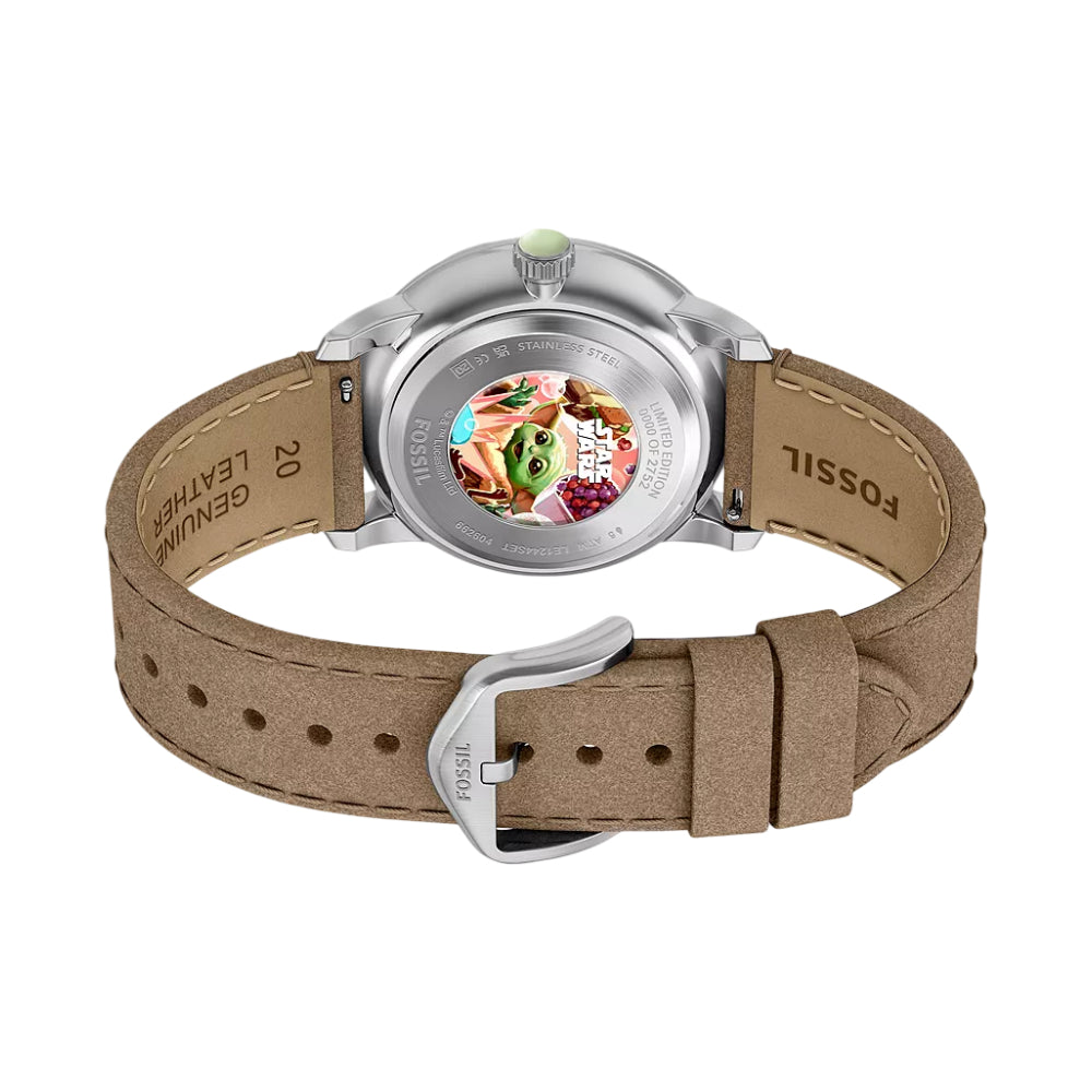 Fossil Men's Limited Edition Star Wars Grogu Neutra 38mm Brown Strap Watch Set - Green Dial