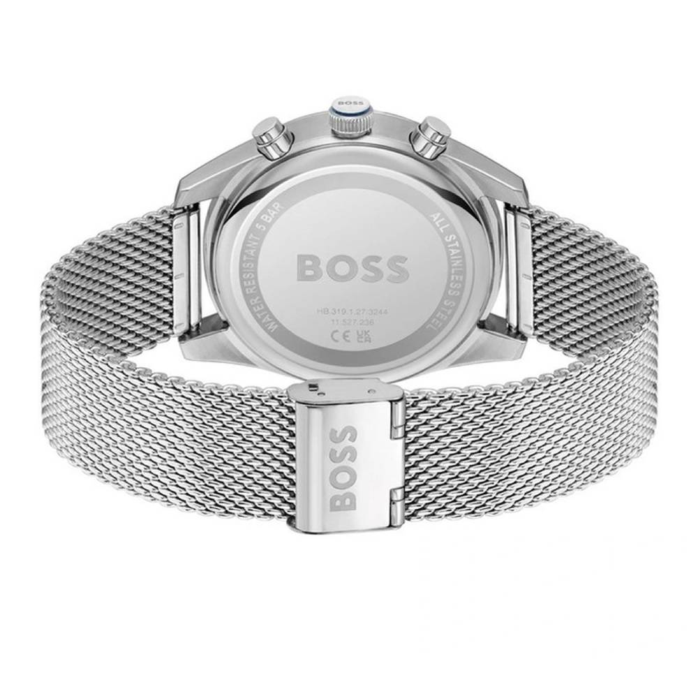 Hugo Boss SkyTraveller Men's 44mm Silver Bracelet Watch - Blue