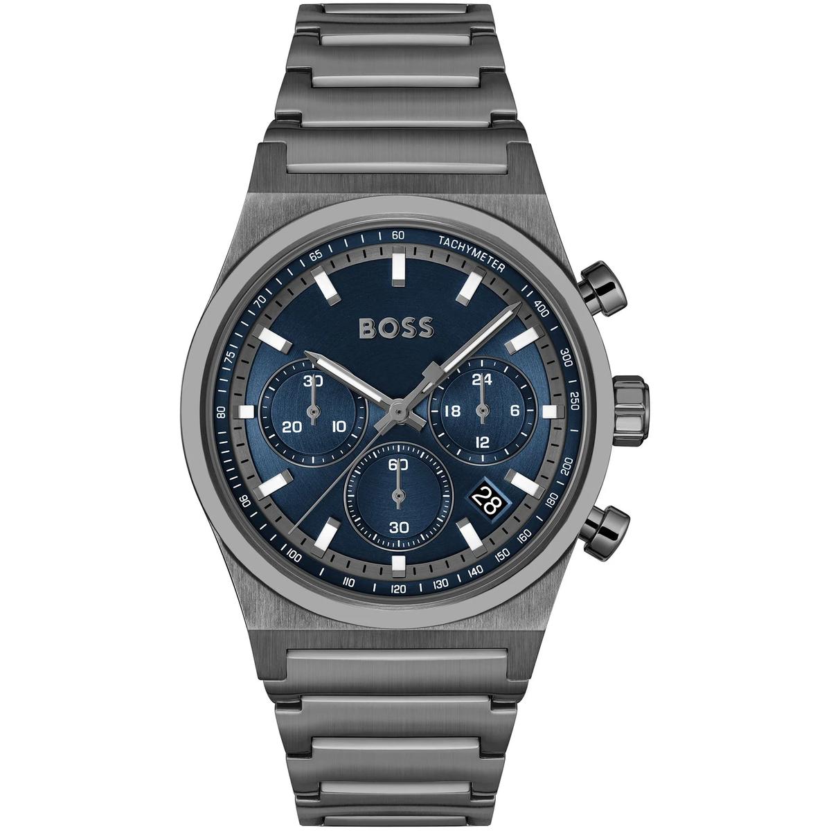 Hugo Boss Candor Men's 41mm Gray Bracelet Watch - Blue Dial