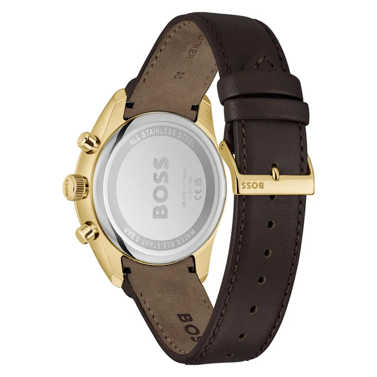 Hugo Boss Grand Prix 44 Men's 44.5mm Brown Strap Watch - Silver Dial