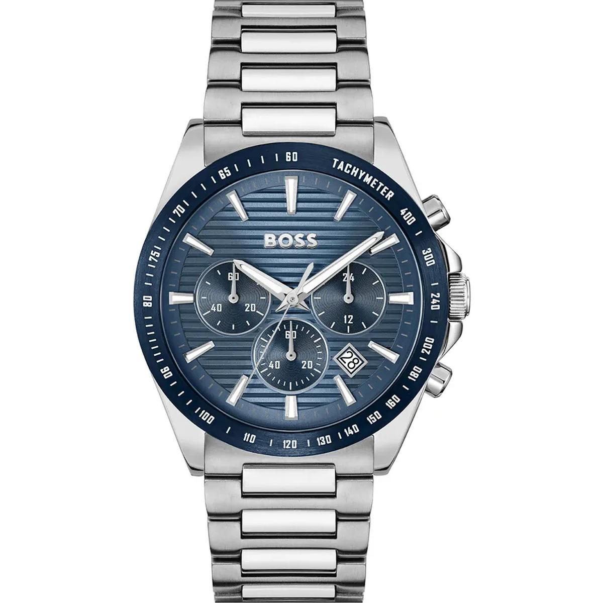 Hugo Boss Strike Men's 41mm Silver Bracelet Watch - Blue Dial