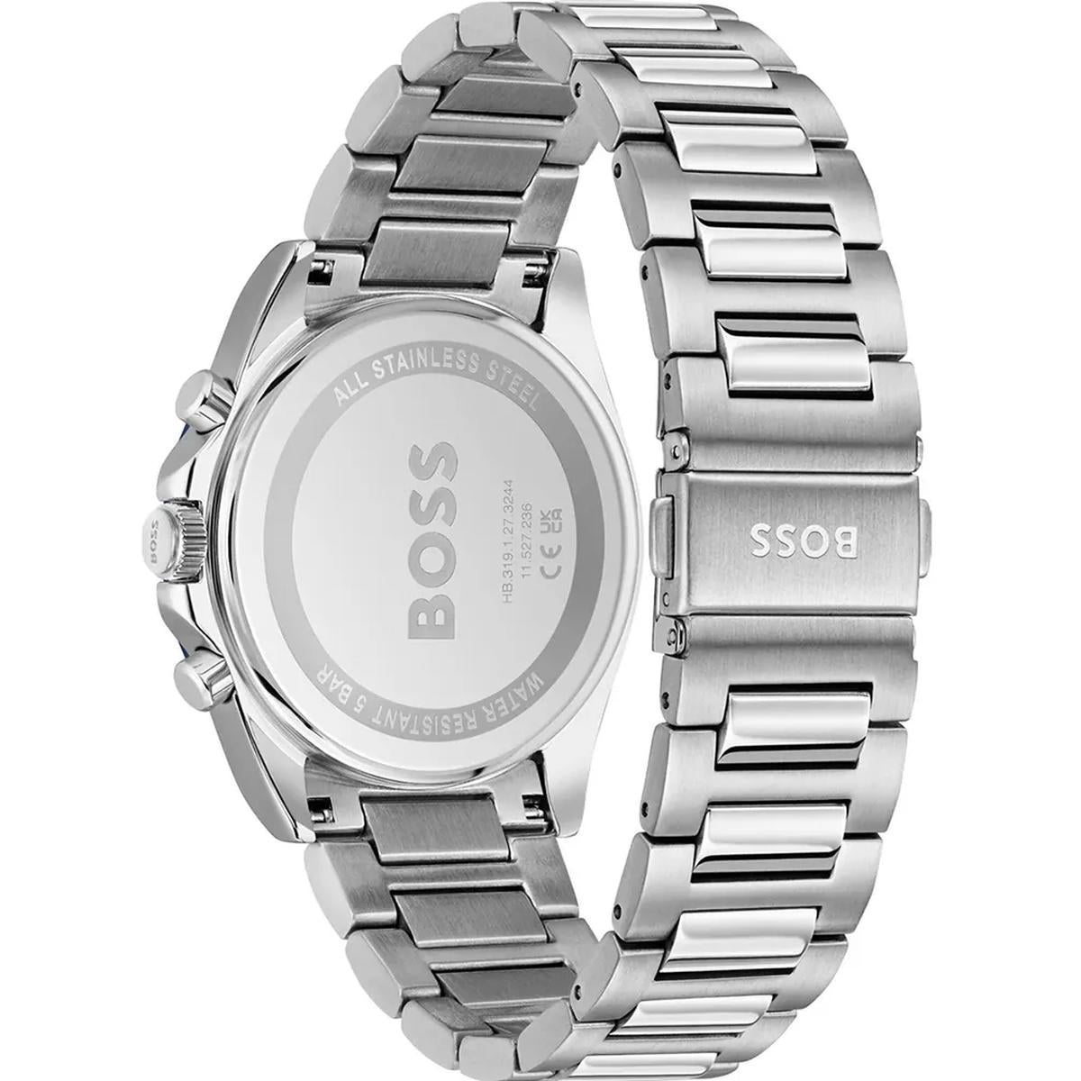 Hugo Boss Strike Men's 41mm Silver Bracelet Watch - Blue Dial