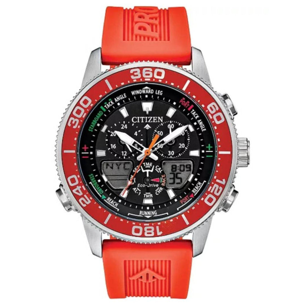 Citizen Promaster Sailhawk Men's 44mm Eco Drive Red Strap Watch - Black Dial