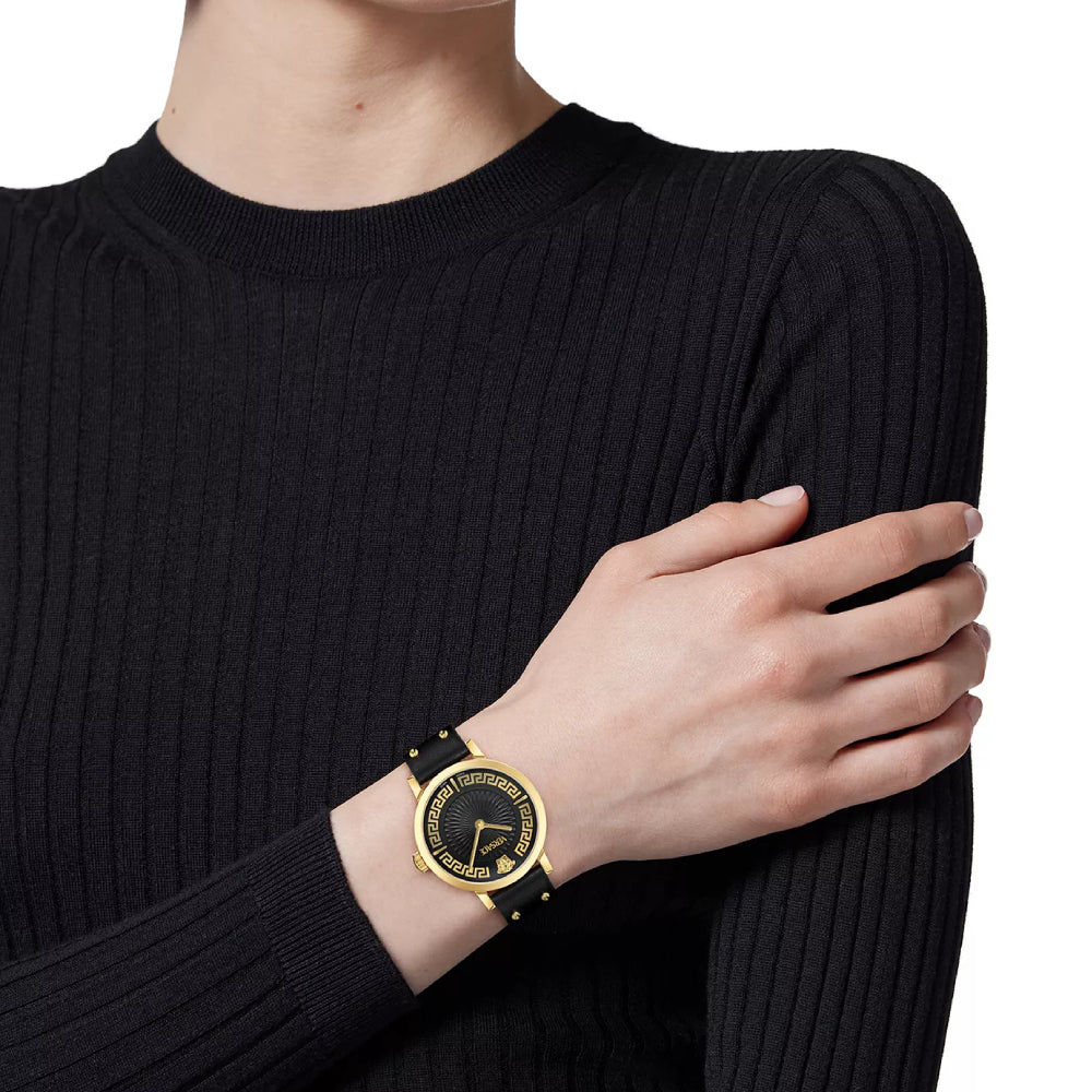 Versace Greca Fortuna Women's 35mm Strap Watch - Black