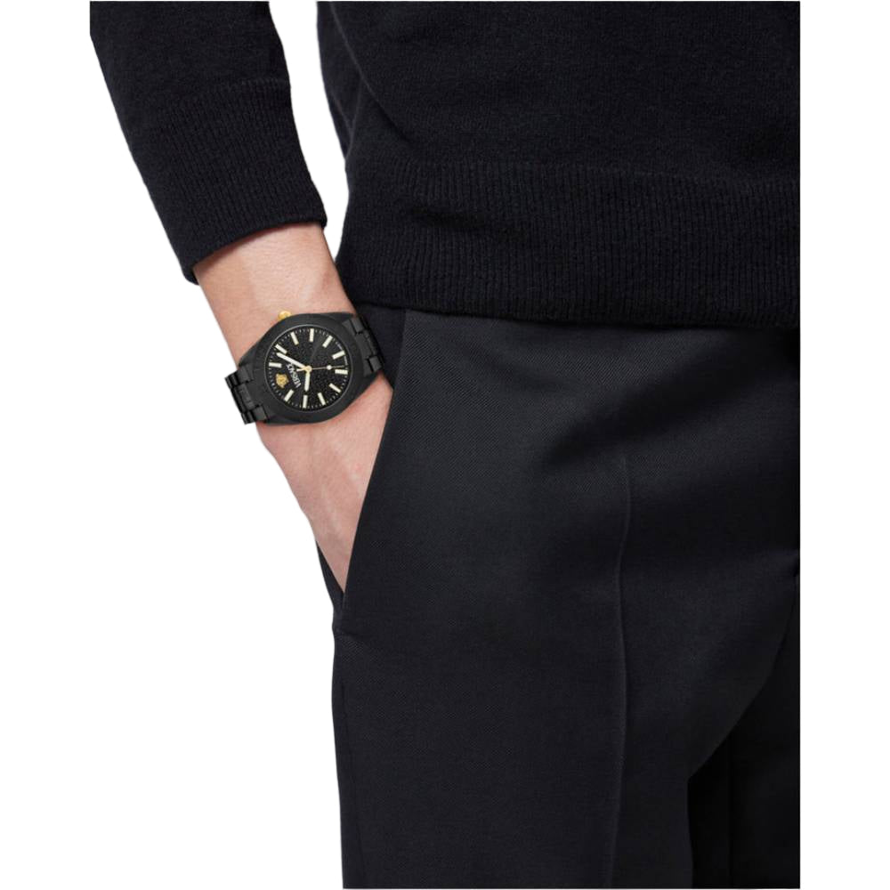 Versace V-Dome Men's 42mm Bracelet Watch - Black