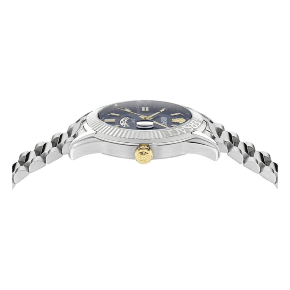 Versace Apodis Men's 41 mm Silver Bracelet Watch - Blue