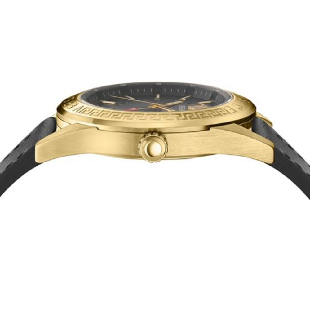 Versace V-Code GMT Men's 42mm Strap Watch - Black