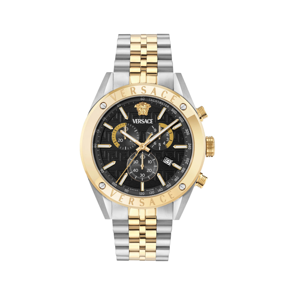 Versace Athletics Men's 44mm Two-Tone Bracelet Watch - Black Dial