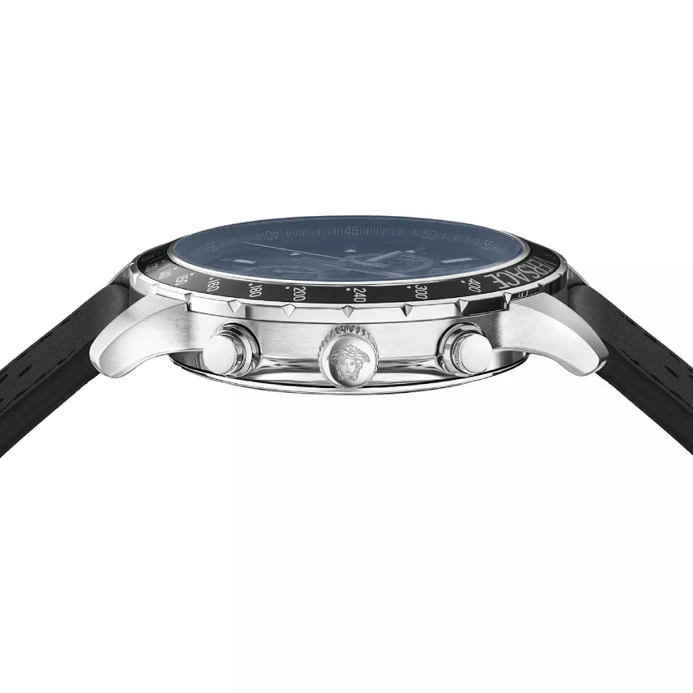 Versace Sport Chrono Men's 44mm Black Strap Watch - Blue Dial