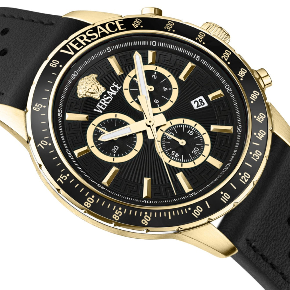 Versace Men's 44mm Strap Watch - Black Dial