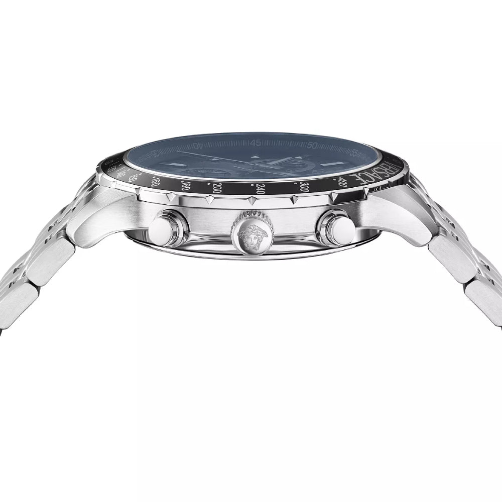 Versace Sport Chrono Men's 44mm Silver Bracelet Watch - Blue Dial