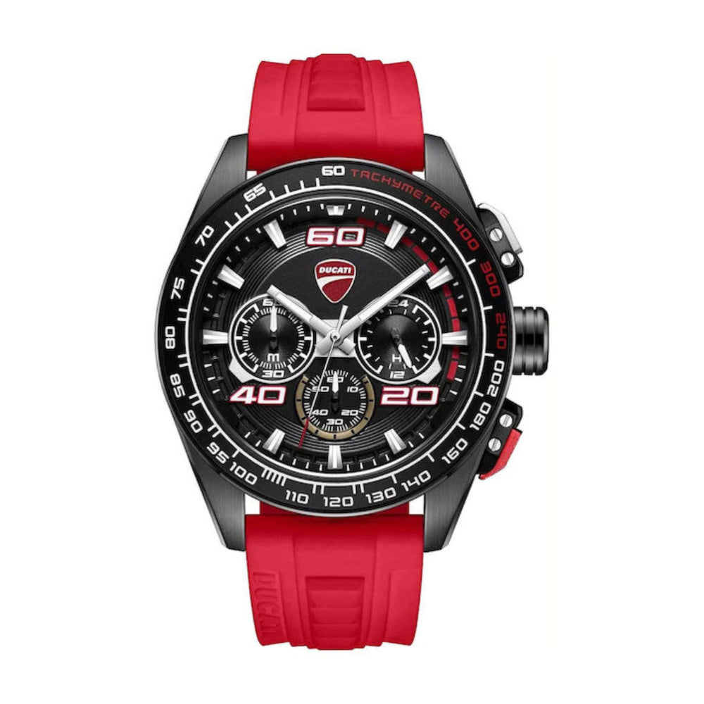 Ducati Men's 44mm Chronograph Strap Watch - Black Dial