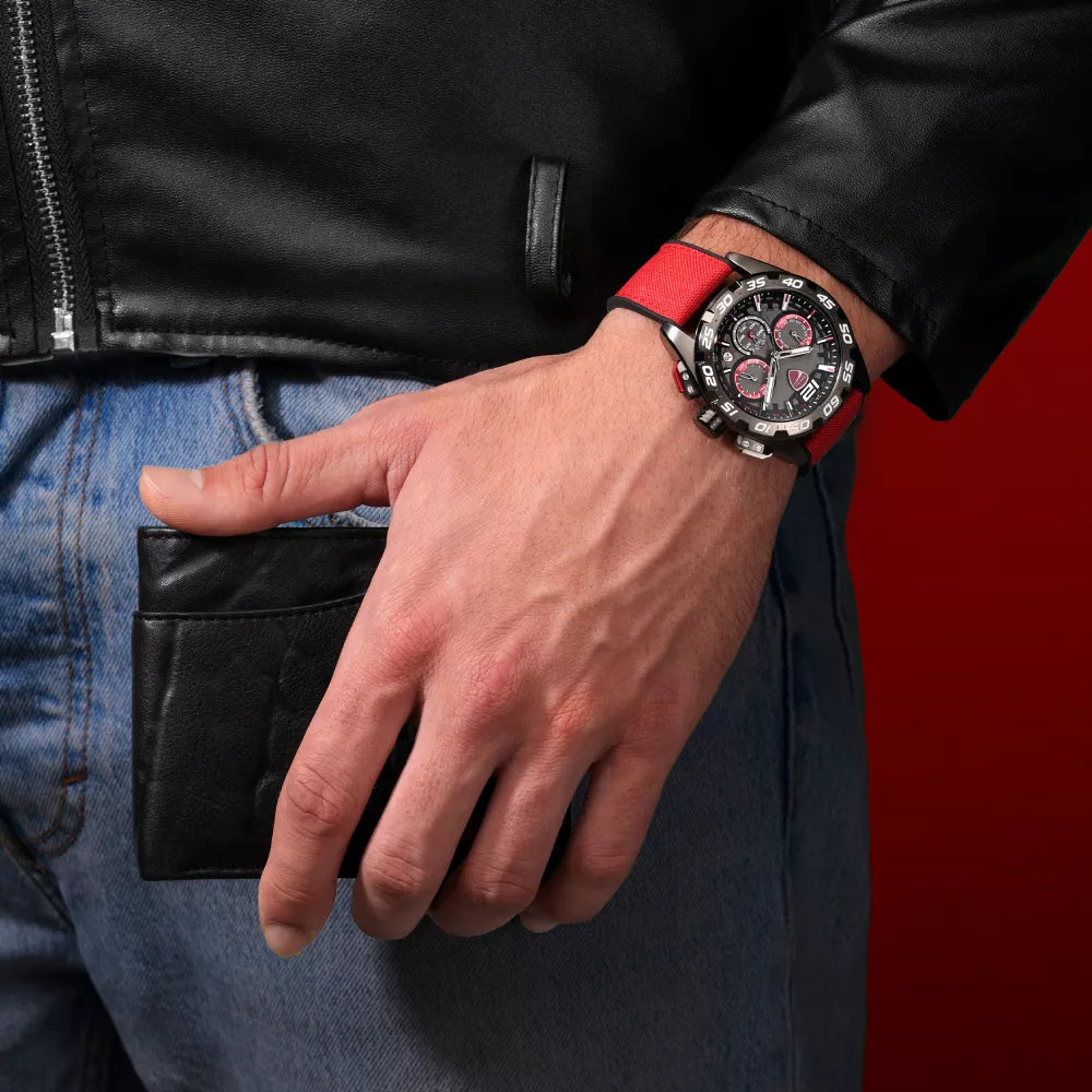 Ducati Men's 42mm Dress Sport Red Strap Watch - Gray Dial