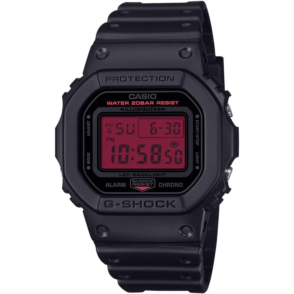 Casio G-Shock Origin 5600 SERIES Men's 42.8mm Digital Black Strap Watch - Red Dial