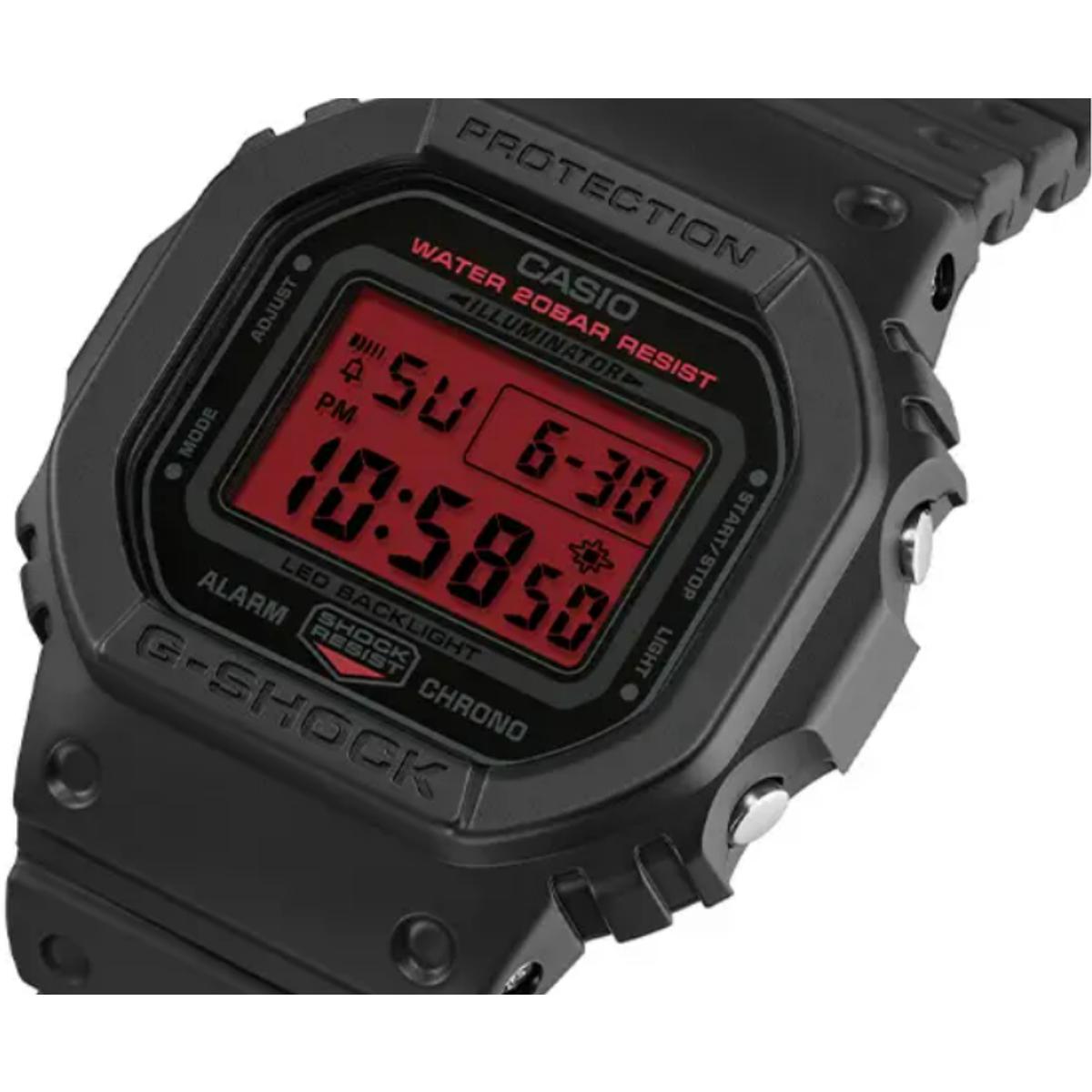 Casio G-Shock Origin 5600 SERIES Men's 42.8mm Digital Black Strap Watch - Red Dial