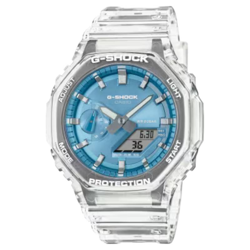 Casio G-Shock Men's 45.4mm Clear Strap Watch – Blue Dial