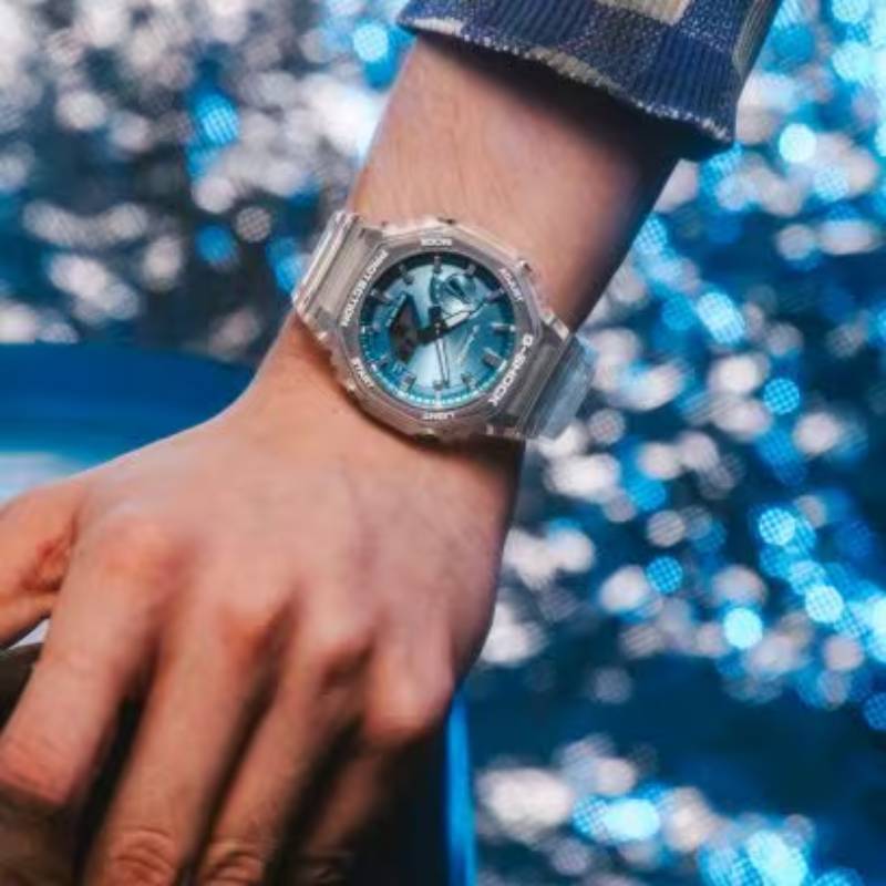 Casio G-Shock Men's 45.4mm Clear Strap Watch – Blue Dial