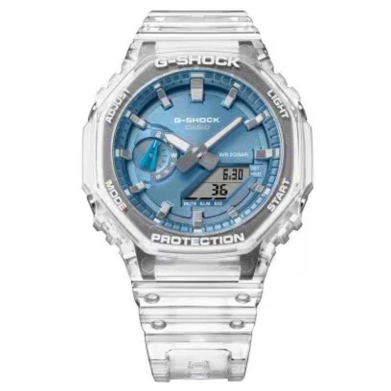 Casio G-Shock Men's 45.4mm Clear Strap Watch – Blue Dial