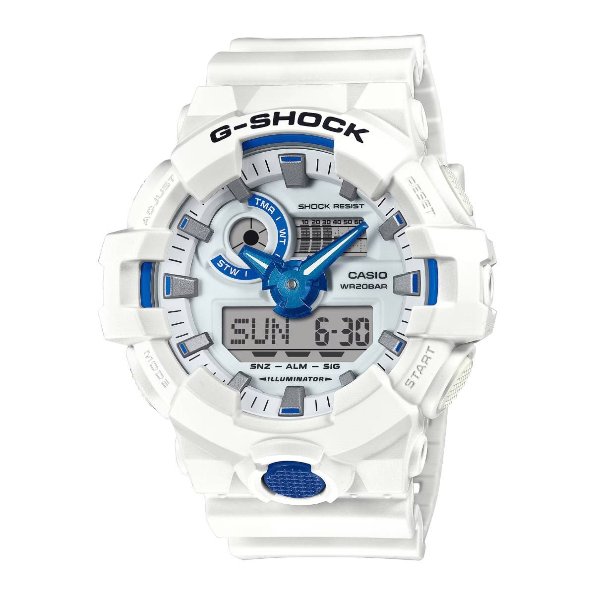 Casio G-Shock GA-700 Series Men's 53.4mm Ana Digi Strap Watch - White