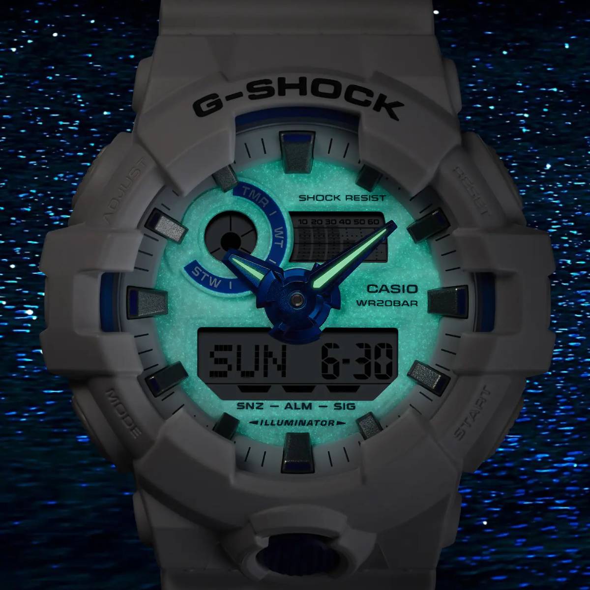 Casio G-Shock GA-700 Series Men's 53.4mm Ana Digi Strap Watch - White