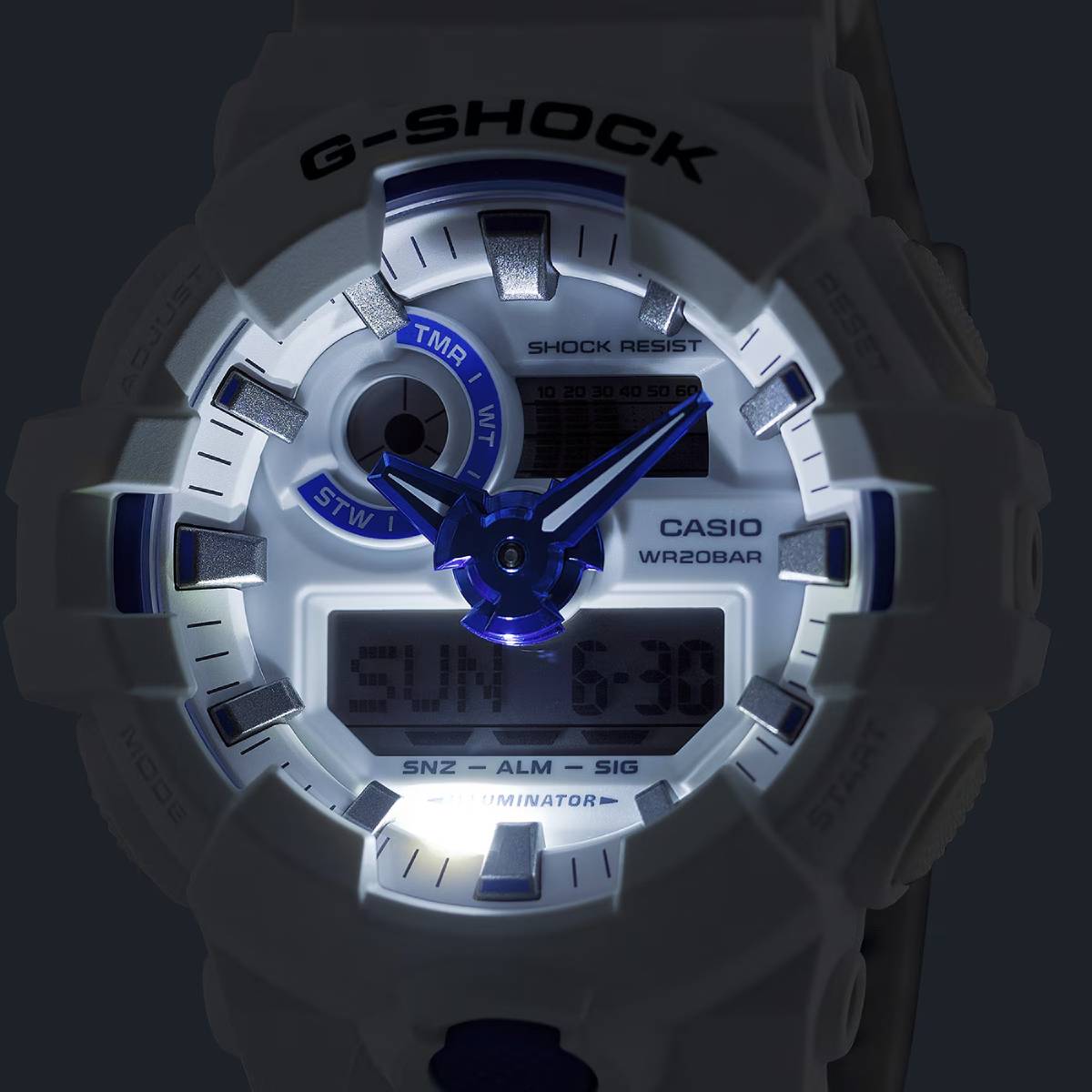 Casio G-Shock GA-700 Series Men's 53.4mm Ana Digi Strap Watch - White