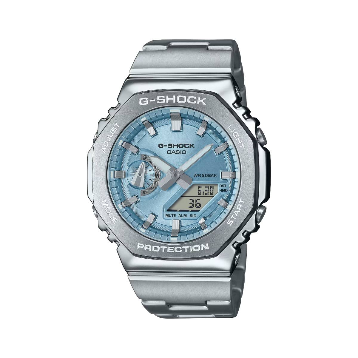 Casio G-Shock Men's 44mm Silver Bracelet Watch- Blue Dial
