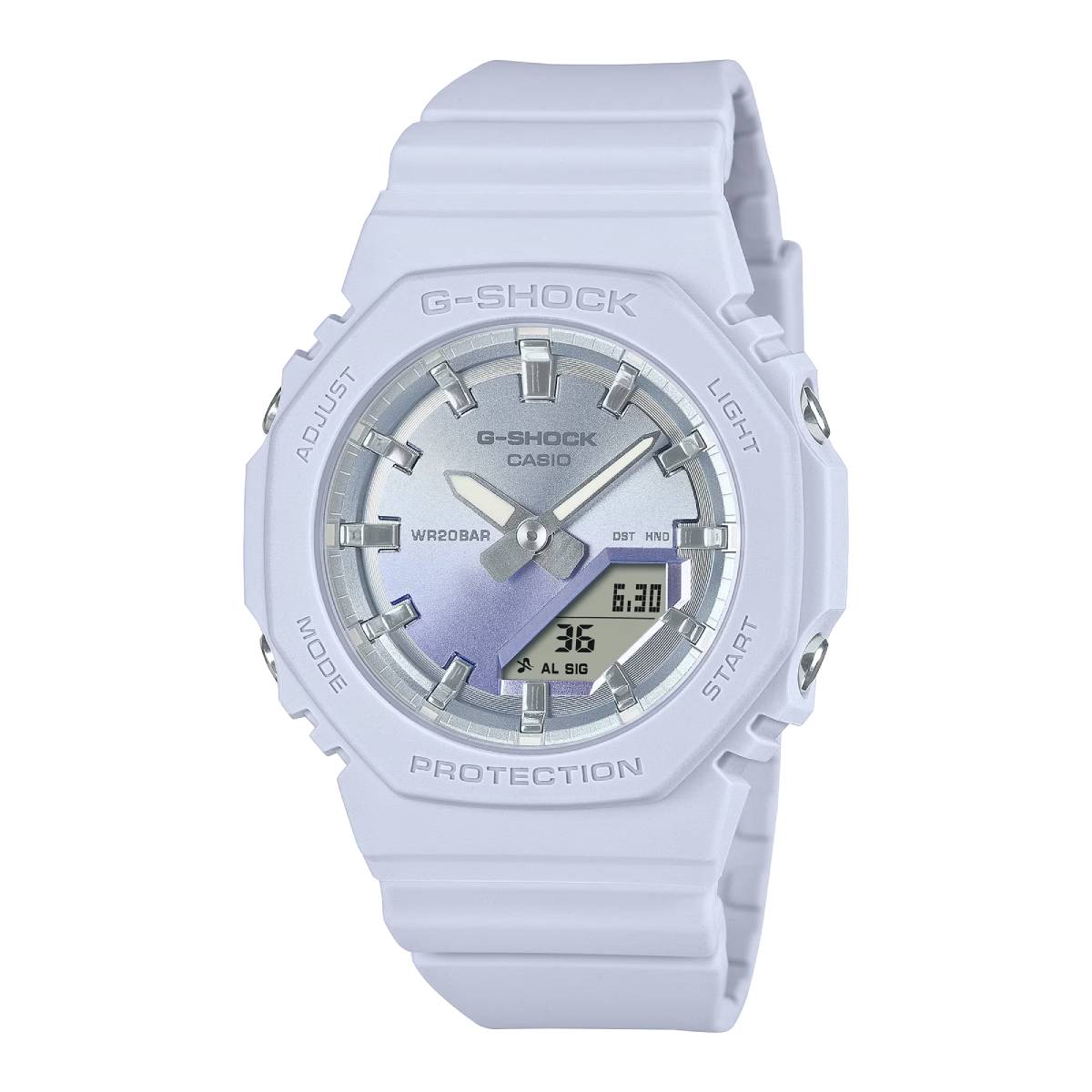 Casio G-Shock Women's 40.2mm Ana-Digi White Strap Watch - Silver Dial