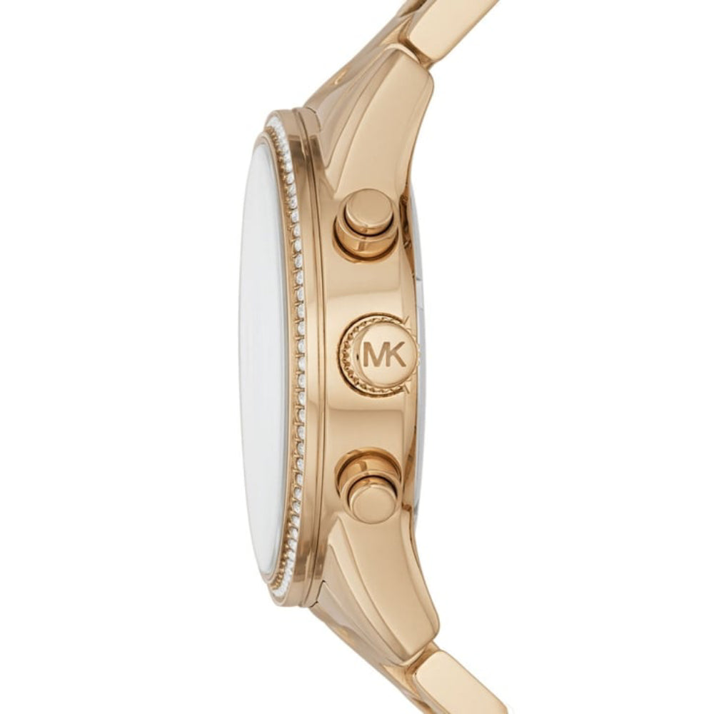 Michael Kors Women's Ritz Chronograph Round Gold Dial Stainless Steel Bracelet Watch - Gold