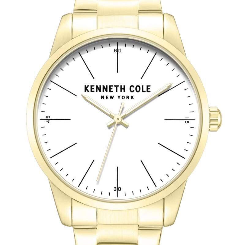 Kenneth Cole New York Men's 44mm Analog Gold Bracelet Watch - White Dial