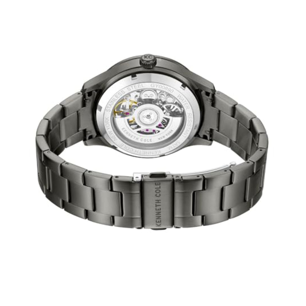Kenneth Cole Newyork Men's 44mm Skeleton Gray Bracelet Watch - Black Dial