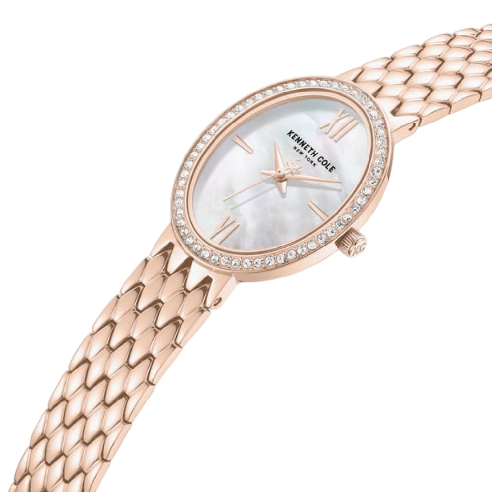 Kenneth Cole Women's 38mm Analog Rose Gold Bracelet Watch - Mother of Pearl
