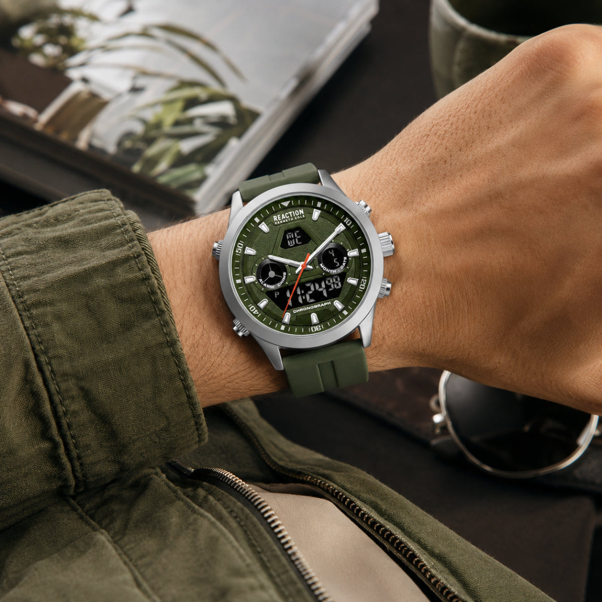 Kenneth Cole Reaction Men's 46.5mm Strap Watch - Green