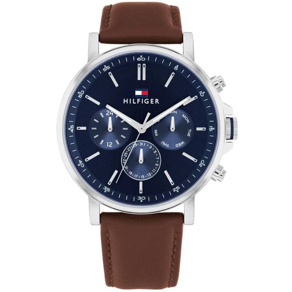 Tommy Hilfiger Tyson Men's 44mm Brown Strap Watch - Blue Dial