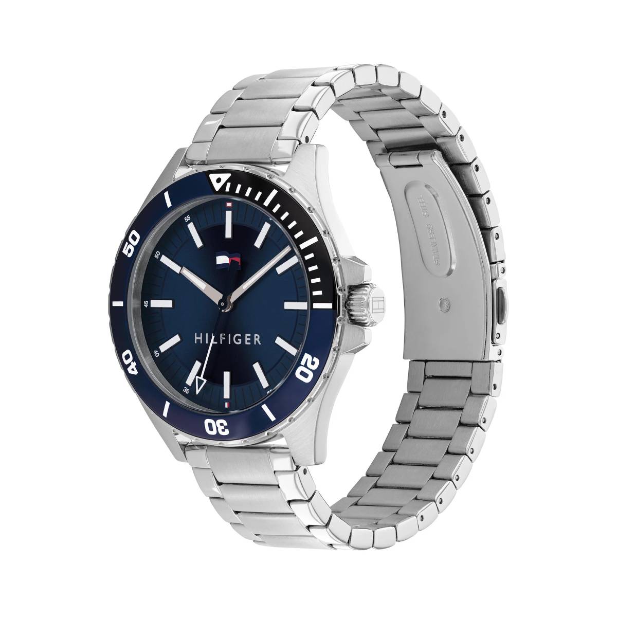 Tommy Hilfiger Logan Men’s 43mm Analog Silver Bracelet Watch - Blue Dial