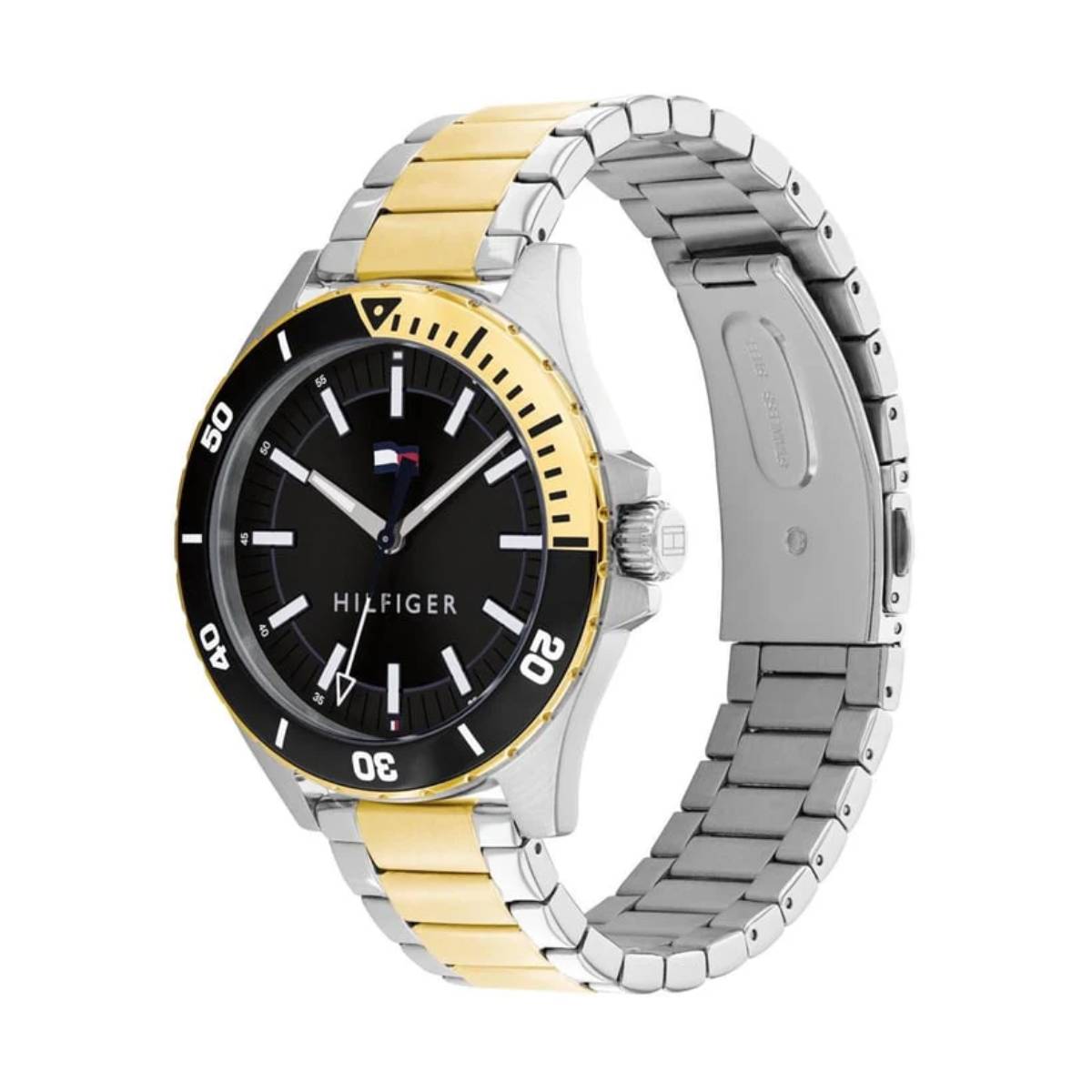 Tommy Hilfiger Logan 43mm Men’s Analog Two-Tone Bracelet Watch- Black Dial