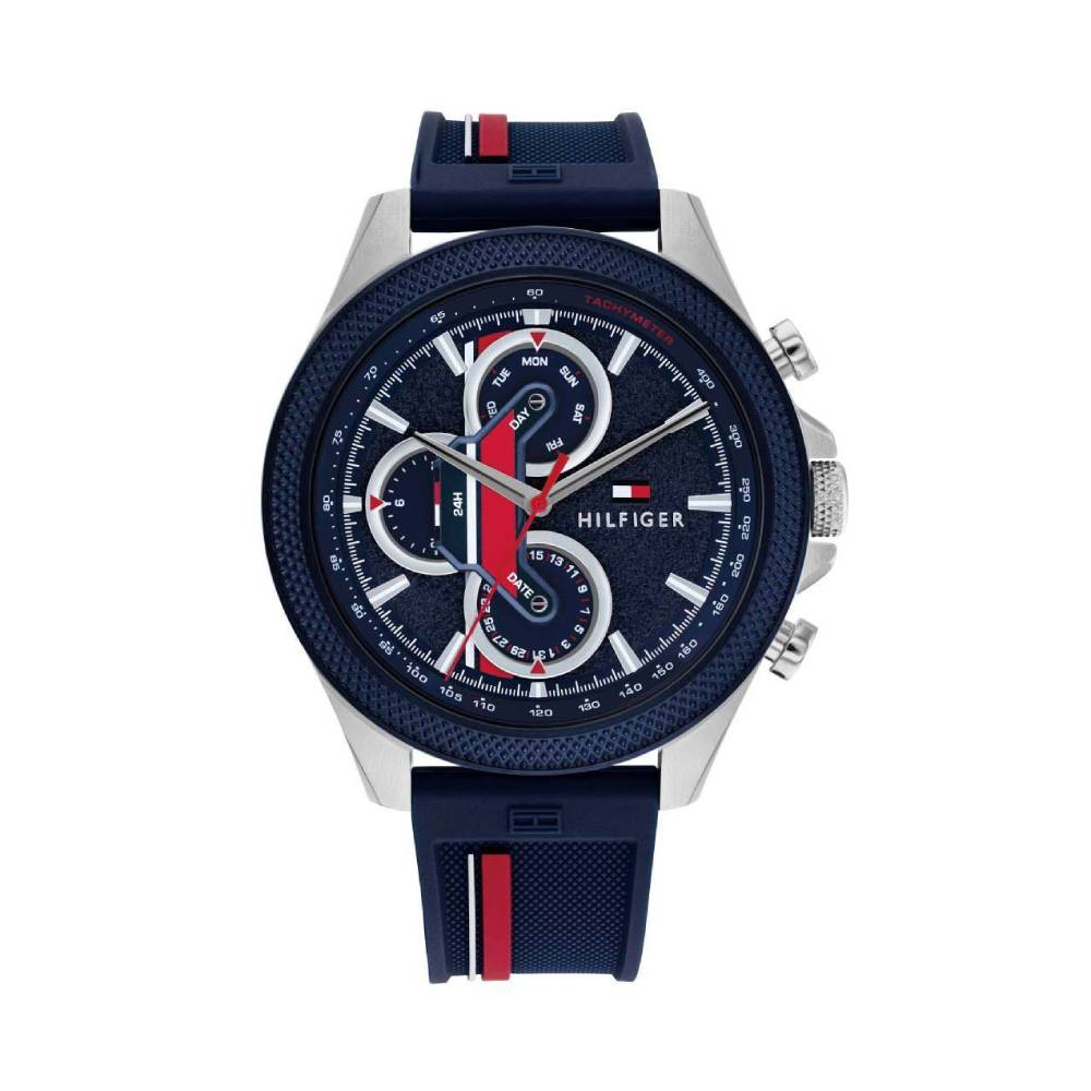 Reloj de pulsera de dos tonos Tommy Hilfiger Clark para hombre de 46 mm con esfera azul
