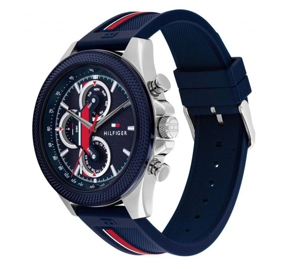 Reloj de pulsera de dos tonos Tommy Hilfiger Clark para hombre de 46 mm con esfera azul