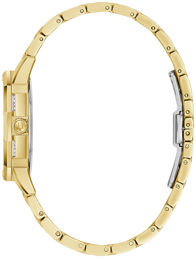 Bulova Octava Crystal Women's 34mm Quartz Two Tone Stainless Steel Bracelet Watch - Silver Dial