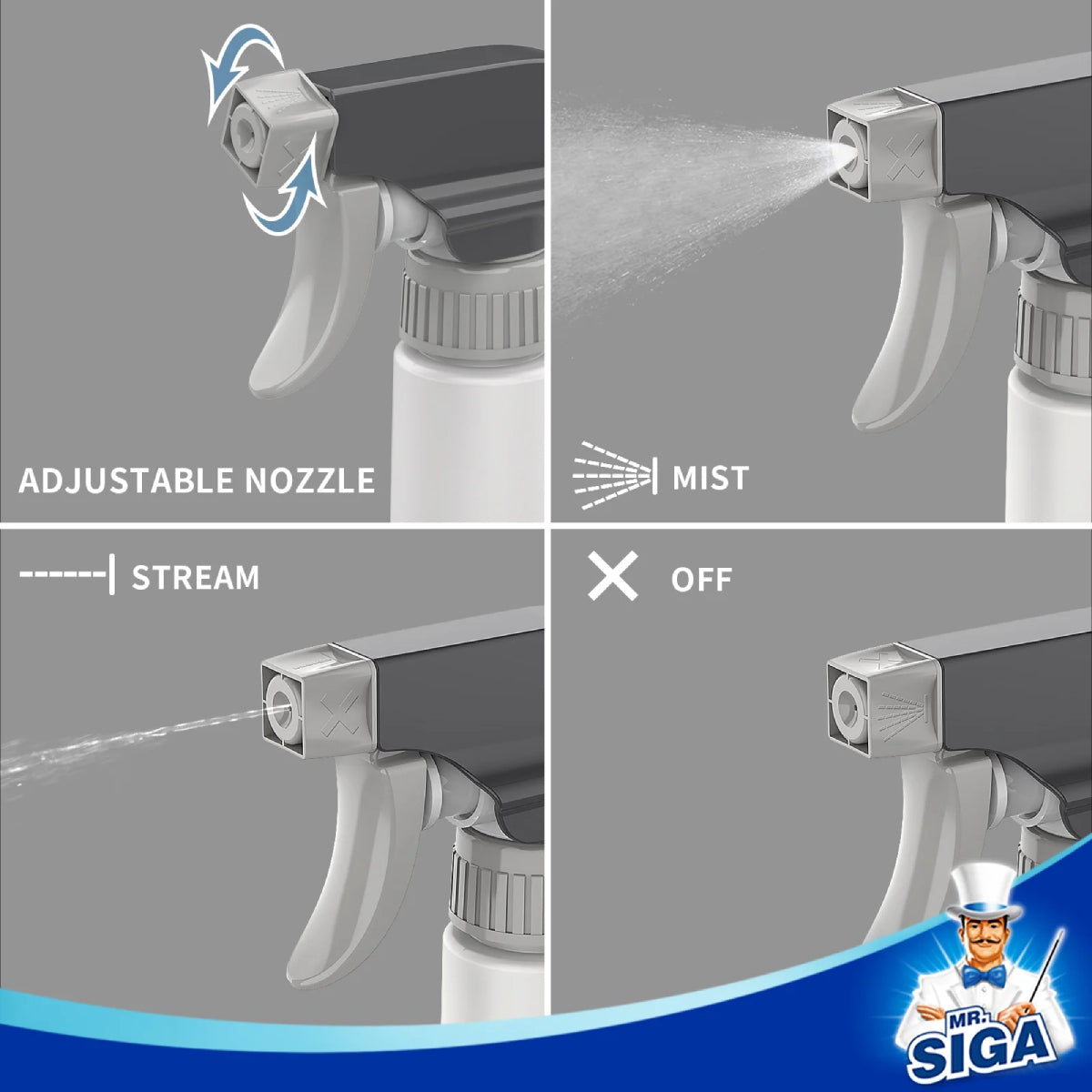MR.Siga 24 oz Empty Plastic Spray Bottles for Cleaning Solutions (Set of 3)