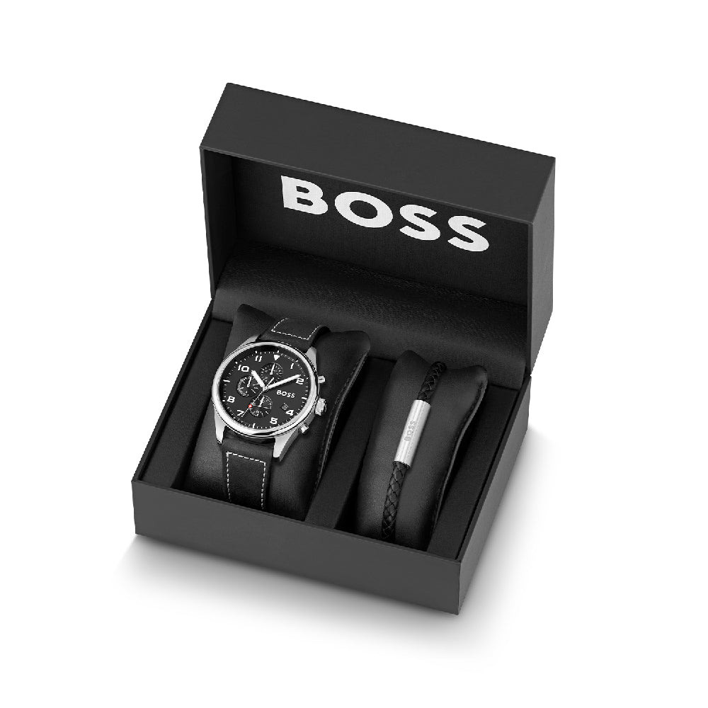 Reloj cronógrafo con pulsera de 44 mm para hombre de Hugo Boss, color negro