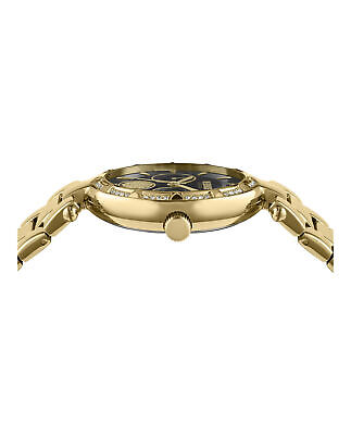 Reloj de cuarzo Versus Versace Sertie para mujer, de 36 mm, con pulsera de acero inoxidable y dorado, esfera negra