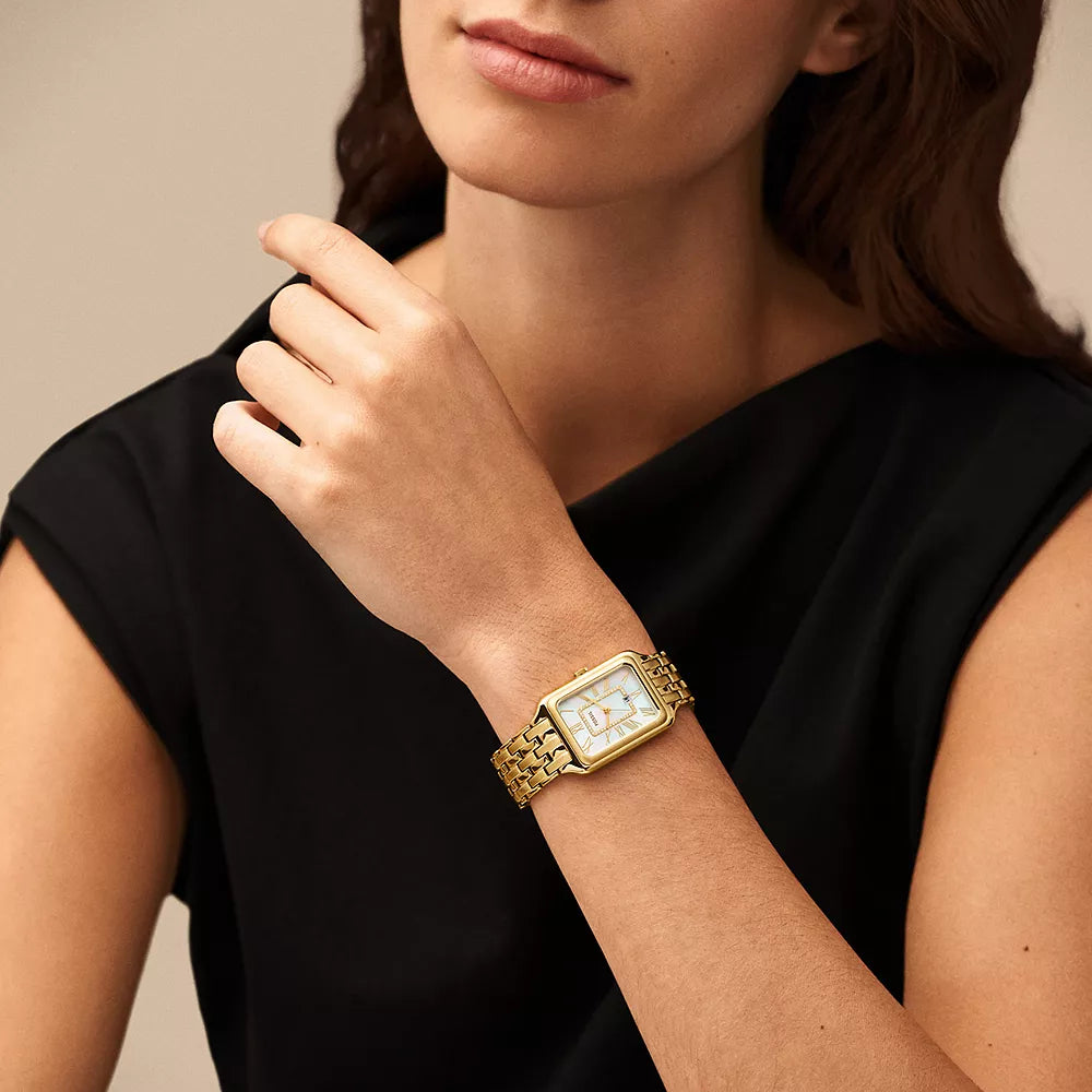 Fossil Raquel Women's 26mm Gold Bracelet Watch - White Mother of Pearl Dial