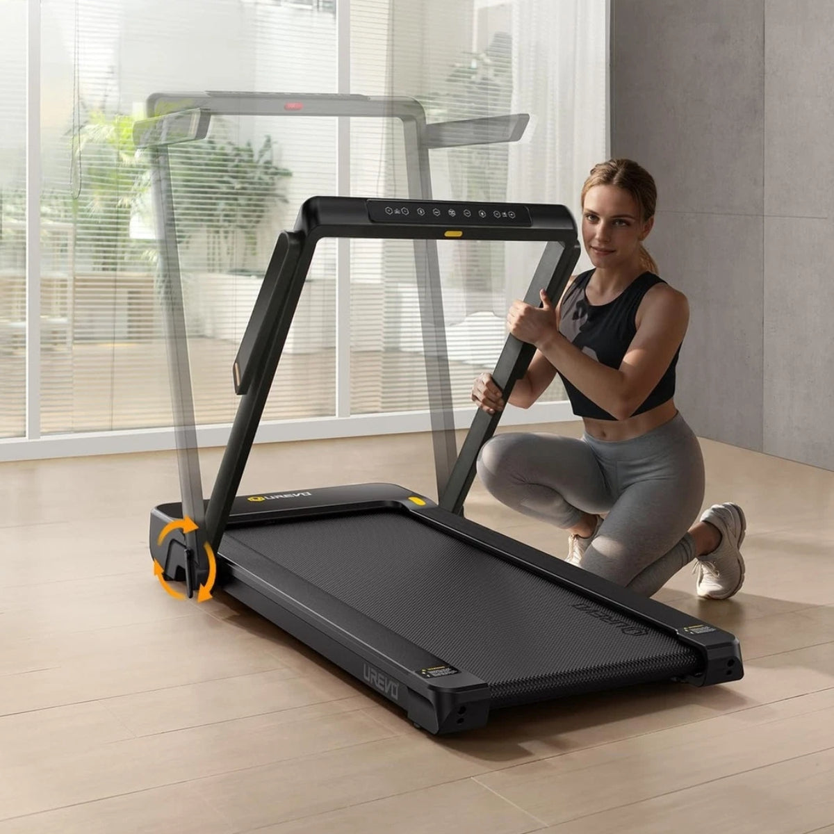 UREVO URTM019 Walking Pad Treadmill with Incline and LED Display - Black