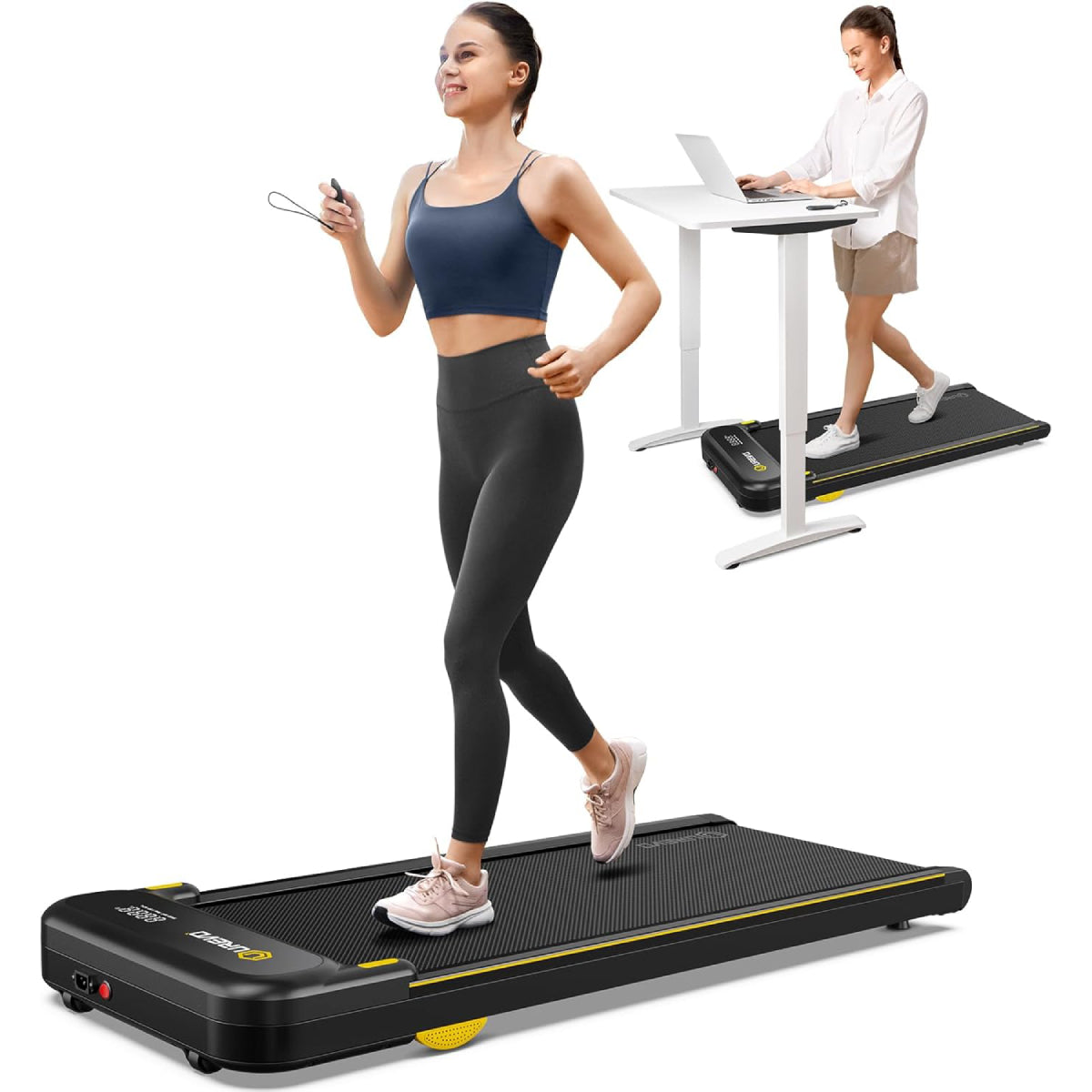 UREVO Portable Desk Treadmill with Double Shock Absorption - Black