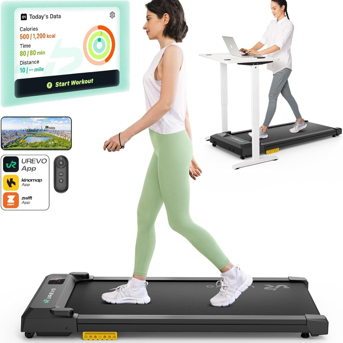 UREVO URTM026 SpaceWalk E4 Treadmill with HiveTech Cushioning - Black