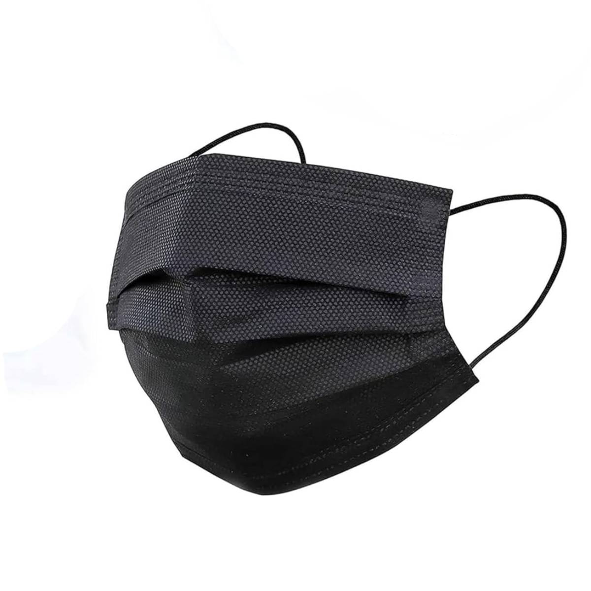 Altatac 3 Layer Face Mask with Ear Loops (50 Pieces) - Black