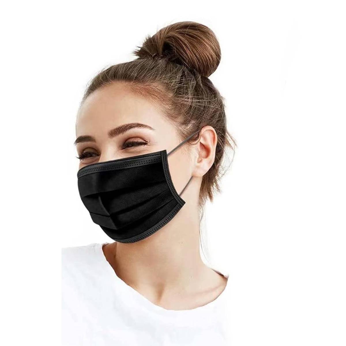 Altatac 3 Layer Face Mask with Ear Loops (50 Pieces) - Black